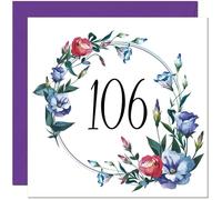 Women's 106th Birthday Card with Floral Design - Ladies Floral bday Birthday Card for 106 Year old Woman Ladies Grandma Nan Mum Aunt Men Friend Sister Nanny