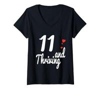 Women's 11 Years Old Birthday Shirt for Boys Girls Turning Eleven V-Neck T-Shirt