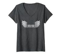 Women's 1111 Synchronicity Angel Number Manifestation Numerology Tee V-Neck T-Shirt, Dark Heather Grey, X-Large