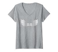 Women's 1111 Synchronicity Angel Number Manifestation Numerology Tee V-Neck T-Shirt, Heather Grey, XX-Large