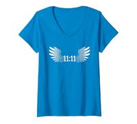 Women's 1111 Synchronicity Angel Number Manifestation Numerology Tee V-Neck T-Shirt, Sapphire Blue, XX-Large