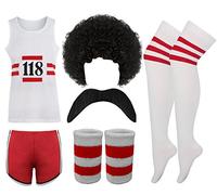 WOMENS 118 118 FANCY DRESS COSTUME SET MENS MARATHON RETRO VEST SHORTS TASH SOCKS WIG (Womens Large (7 Pieces Set), 118 118)