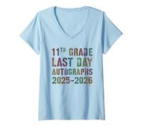 Women's 11th Grade Last Day 2026 Batch Autographs Sign My Throwback V-Neck T-Shirt