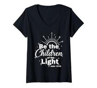 Womens 12 Be The Children of The Light Catholic Bible Verse V-Neck T-Shirt