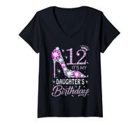 Women's 12 It's My Daughter's Birthday High Heel 12 Years Old V-Neck T-Shirt