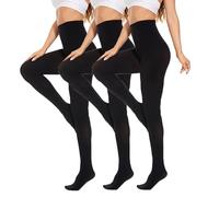 Women's 120 Tights 3PCSoft Opaque Solid Color Footed Pantyhose Tights Little Girls (Black, One Size)