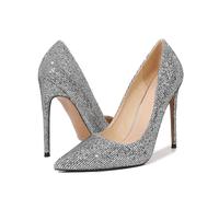 Women's 12cm/4.72in Pumps - Multi-Occasion High Heels with Non-Slip Sole - for Office, Daily Walking, Wedding,Silver,2.5 UK