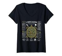 Women's 13 Moon Turtle Lunar Calendar Nature Design Shell V-Neck T-Shirt