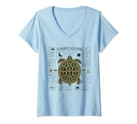 Women's 13 Moon Turtle Lunar Calendar Nature Design Shell V-Neck T-Shirt
