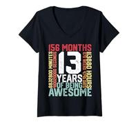 Womens 13 Years of Being Awesome Months Weeks Days Special Birthday V-Neck T-Shirt