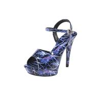 Women's 13cm Stiletto Heel Patent Leather High Heels - Comfortable Dress Sandals for Wedding, Vacation, Office Work, Dating,Blue,3 UK