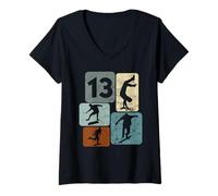 Womens 13th Birthday Skater Boy 13 Years Old Boys Skating V-Neck T-Shirt