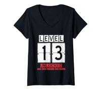 Women's 13th Wedding Anniversary Unlocked Level 13 Birthday Complete V-Neck T-Shirt