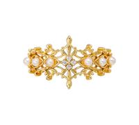 Women's 14 Carat Gold 585 Style Engagement Ring Band Pearl, Size O 1/2