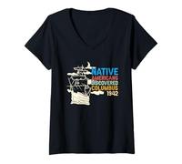 Womens 1492 Native Americans Discovered Columbus V-Neck T-Shirt