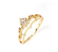 Women's 14K 585 Gold Vine Ring Wedding Topaz & Tourmaline, Size S 1/2