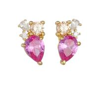 Women's 14K Gold Au585 Teardrop Earrings Pear Lab Created Sapphire