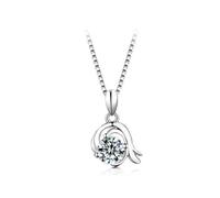 Women's 14K White Gold 585 Capricorn Necklace 1 ct Moissanite Pendant, 45cm
