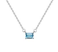 Women's 14K White Gold Au585 Solitaire Necklace 1ct Topaz Pendant, 45cm