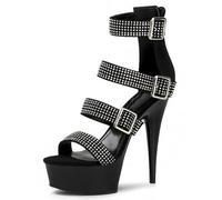 Women's 15CM Stiletto Platform Summer Roman Strappy Buckle High Heel Sandals - Wedding/Party/Evening Shoes,Black,9 UK