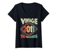 Women's 15th Birthday Gift The Year of Legends 2011 15 Years Old V-Neck T-Shirt