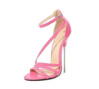 Women's 16cm/6.3 Inch Extreme High Heel Sandals - Adjustable Ankle Strap Open Toe Crossdressing Performances Shoes,Pink,4 UK