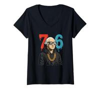 Womens 1776 Drip 67 George Washington Patriotic Funny V-Neck T-Shirt