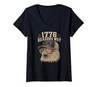 Women's 1776 Reasons Why Eagle Funny 4th of July V-Neck T-Shirt