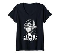 Women's 1776 Reasons Why Funny 4th of July George Washington V-Neck T-Shirt