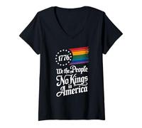 Womens 1776 We The People No Kings in America Pride Patriotic LGBT V-Neck T-Shirt