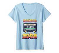 Womens 17th Birthday Retro Vintage 2008 Men Women V-Neck T-Shirt