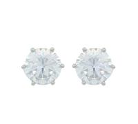 Women's 18 Carat White Gold Earrings 6-Prong Solitaire Moissanite