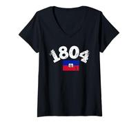 Womens 1804 Haiti Independence Flag Pride and History V-Neck T-Shirt