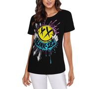 Women's 182 Rock Band BlinkS Summer T-Shirt Multi-Sided Graphic Tees Novelty Cool Short-Sleeve Shirts Multicoloured M