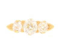 Women's 18Carat Yellow Gold 1.41ct Old Cut Diamond Three-Stone Ring (Size J) 6.5mm Widest | Luxury Ladies Ring