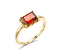 Women's 18K 750 Gold Solitaire Simple Wedding Rings Granat, Size I 1/2