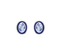 Women's 18K Au750 White Gold Solitaire Earrings Light Blue Topaz