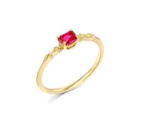 Women's 18K Gold Au750 Solitaire Simple Wedding Ring Corundum, Size V 1/2