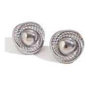 Women's 18K Gold Plated Cable Knit Earrings Stainless Steel Vintage Inspired Button Earstuds Minimalist Jewelry Gift