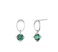 Women's 18K White Gold Solitaire Earrings Blue Lab Created Sapphire