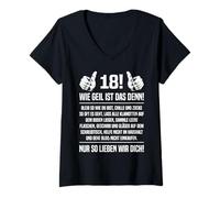 Women's 18th 18 Son Wie Geil Ist Das Denn 18th Birthday V-Neck T-Shirt