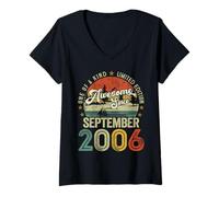 Womens 19 Years Old Vintage September 2006 Retro 19th Birthday Boys V-Neck T-Shirt