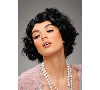 Womens 1920s Curly Black Flapper Girl Wig