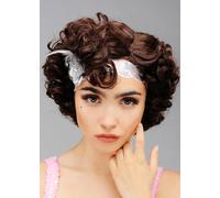 Womens 1920s Curly Brown Flapper Girl Wig