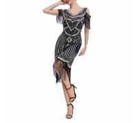 Women's 1920's Flapper Dresses Short Sleeve Sparkle Sequins Fringe Great Gatsby Dress Ballroom Dance Sling Skirt Theme Party Dress Evening Gown Costume Ladies Cocktail Dresses Vintage