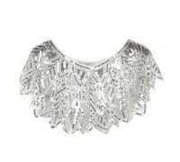 Women's 1920s Sequin Shawls Sparkly Flapper Evening Wrap Cape Vintage Mesh Lace Cloak Dance Party Banquet Shawl Scarf (White)