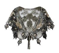 Women's 1920S Shawl Sequin Beaded Art Deco 1920s Flapper Shawl Wrap Vintage Shawl Wraps Bridal Shawl Flapper Cover Up Wedding Party Shawl Scarf