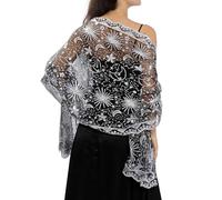 Women's 1920s Shawl,Vintage Shawl Bolero Wraps Bolero Sequin Cape Shrug Wrap Harlem Nights Costumes Evening Shawls Wedding Shawl Great Outfits Bridal Cover Up (kr-uk-A-Grey, One Size)