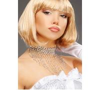Womens 1920s Silver Flapper Girl Beaded Choker Necklace 20s Showgirl Fancy Dress