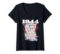 Womens 1944 6.6 Normandy Landing Beaches Thank You for Our Heroes V-Neck T-Shirt